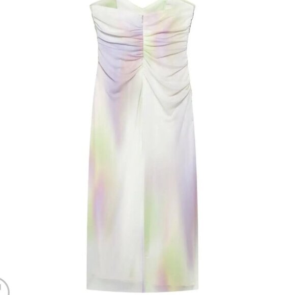Zara Strapless Tulle Tie Dye Midi Dress NWT Size Small - Picture 6 of 12